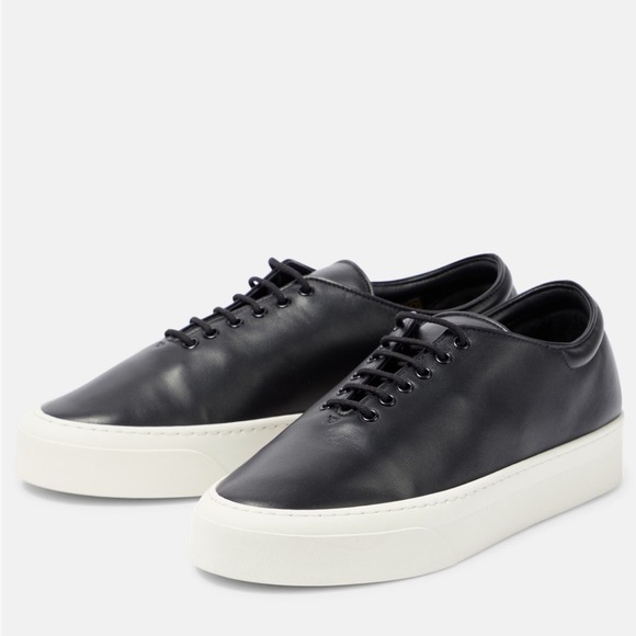 The Row Marie H Lace-Up Sneaker in Leather Black Size 38.5 - Picture 2 of 16